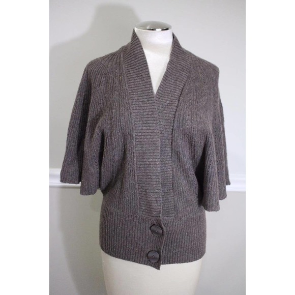 Anthropologie Moth Brown gather sleeves sweater cardigan size small (SW400 - Picture 1 of 1